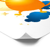 Niedliche Kitten Flying mit Regenschirm Poster (Ecke)