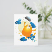 Niedliche Kitten Flying mit Regenschirm Postkarte (Stehend Vorderseite)