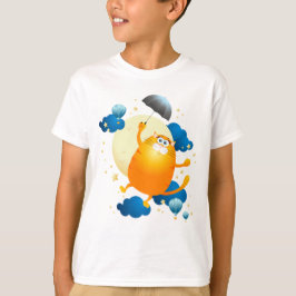 Niedliche Kitten Flying mit Regenschirm T-Shirt