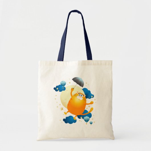 Niedliche Kitten Flying mit Regenschirm Tragetasche (Vorne)