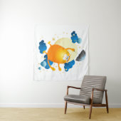 Niedliche Kitten Flying mit Regenschirm Wandteppich (Beispiel (Horizontal))