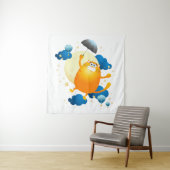 Niedliche Kitten Flying mit Regenschirm Wandteppich (Beispiel)