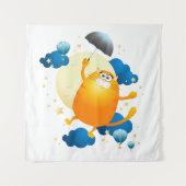 Niedliche Kitten Flying mit Regenschirm Wandteppich (Vorderseite)