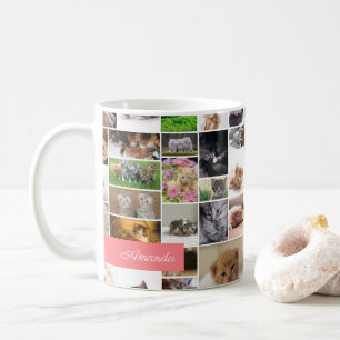 Niedliche Kitten Foto Montage Korallenrosa Katzenk Kaffeetasse