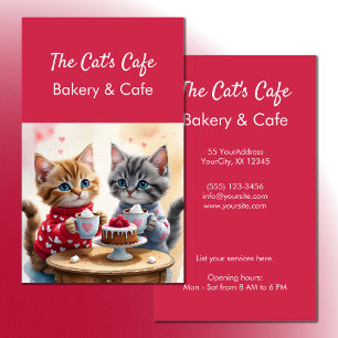 Niedliche Kitten Hot Drinks Kuchen Bäckerei Café Visitenkarte