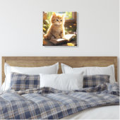Niedliche Kitten Lesen eines Buches Leinwanddruck (Insitu (Schlafzimmer))
