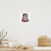 Niedliche Kitten mit Ball of Yarn Whimsical Cat Poster (Küche)