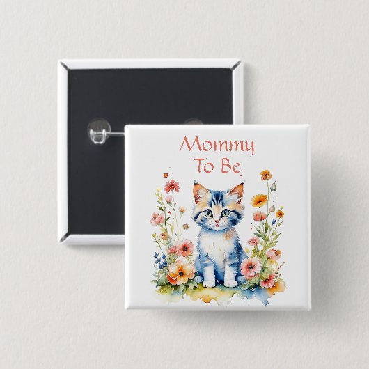 Niedliche Kitten stellte Mama auf Babydusche Button (Vorne & Hinten)