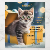 Niedliche Kitten Überraschung Geburtstag Weinetikett (Einzelnes Label)