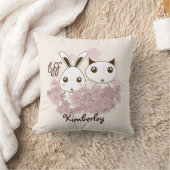 Niedliche Kitten und Bunny Animal Friends Girls Ki Kissen (Decke)