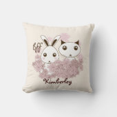 Niedliche Kitten und Bunny Animal Friends Girls Ki Kissen (Vorderseite)