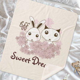 Niedliche Kitten und Bunny Beauty Frische Pasta ma Sherpadecke