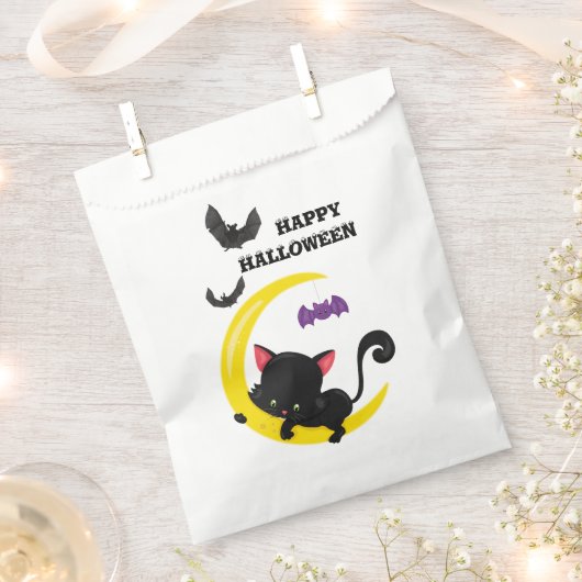 Niedliche Kitten und Fledermäuse Halloween Geschenktütchen (Ausgeschnitten)