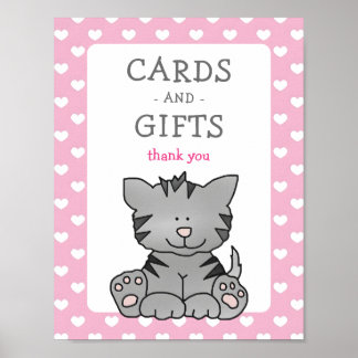 Niedliche Kitten und Herz Karten und Geschenke Kin Poster