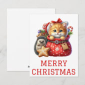 Niedliche Kitten und Igel Weihnachtskarte Feiertagskarte (Vorne/Hinten)