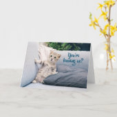 Niedliche Kittenkatzenartete Karte (Gelbe Blume)