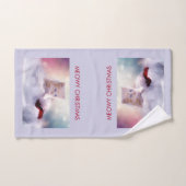 Niedliche Kittenruhe auf einer Weihnachtsmannmütze Badhandtuch Set (Handtuch)