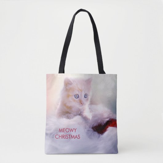 Niedliche Kittenruhe auf einer Weihnachtsmannmütze Tasche (Vorderseite)