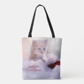 Niedliche Kittenruhe auf einer Weihnachtsmannmütze Tasche (Rückseite)