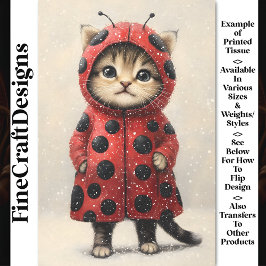 Niedliche Kitty Cat als Ladybug AK3F Decoupage ver Seidenpapier