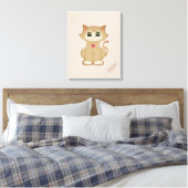 Niedliche Kitty Cat auf Beige Leinwanddruck (Insitu (Schlafzimmer))