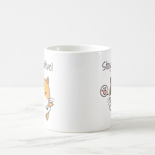 Niedliche Kitty Cat Bleibe Pawsitive Puppe Kaffeetasse (Mittel)