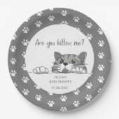 Niedliche Kitty Cat Gender Neutral Baby Dusche Pappteller (Vorderseite)
