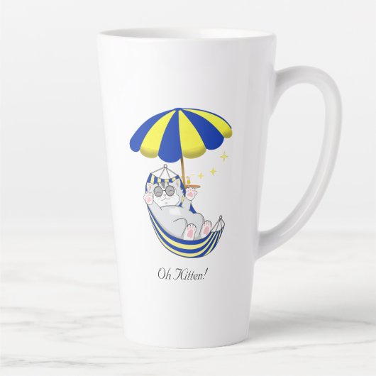 Niedliche Kitty Cat in Hammock Zwei-Tone-Kaffee-Ta Milchtasse (Rechts)