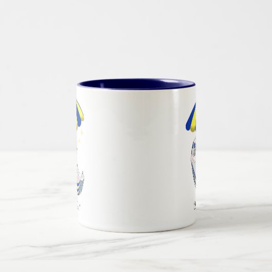 Niedliche Kitty Cat in Hammock Zweifarbige Tasse (Mittel)