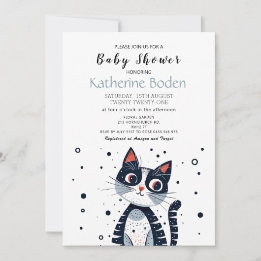 Niedliche Kitty Cat Kinderdusche Einladung (Vorderseite)