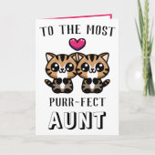 Niedliche Kitty Cat Kitten Pun Tante Happy Birthda Dankeskarte (Vorderseite)