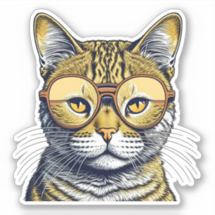 Niedliche Kitty Cat mit Brille Aufkleber