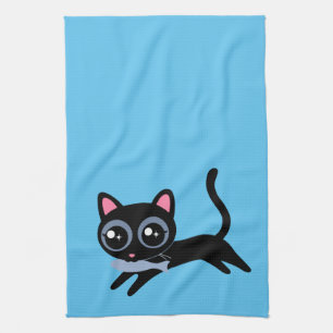 Niedliche Kitty Cat mit Fischgeschenk für Freundin Geschirrtuch