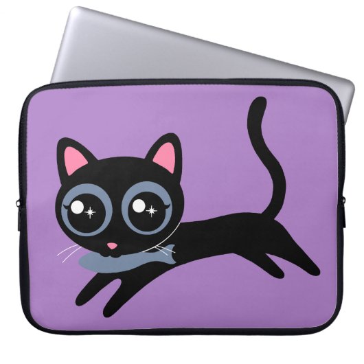 Niedliche Kitty Cat mit Fischgeschenk für Mädchen Laptopschutzhülle (Vorderseite)