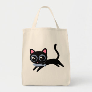 Niedliche Kitty Cat mit Fischgeschenk für Mädchen Tragetasche