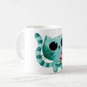 Niedliche Kitty Cat mit Kawaii Cupcake Kaffeetasse (Vorderseite Links)