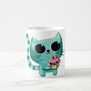 Niedliche Kitty Cat mit Kawaii Cupcake Kaffeetasse