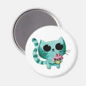 Niedliche Kitty Cat mit Kawaii Cupcake Magnet (Vorderseite/Rückseite)