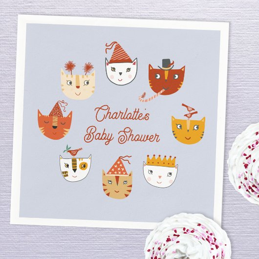 Niedliche Kitty Cat Personalisiert Babydusche Serviette