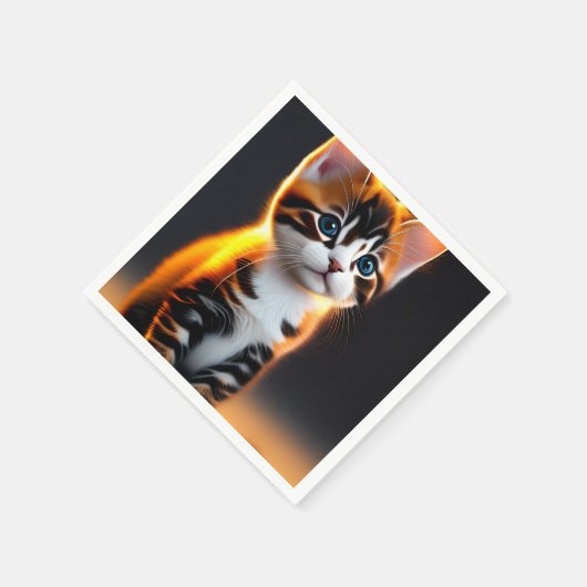 Niedliche Kitty Cat Sitting Art Serviette (Ecke)