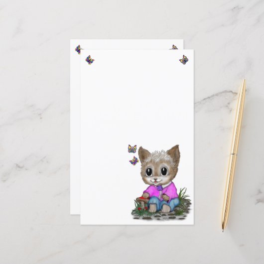 Niedliche Kitty Cat und Butterfly (Vorderseite/Rückseite Beispiel)