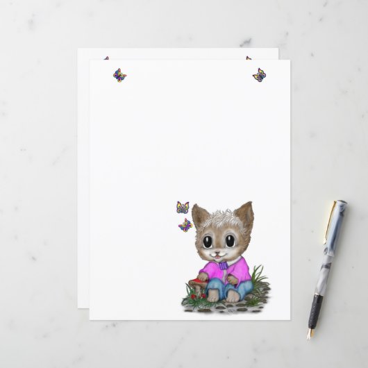 Niedliche Kitty Cat und Butterfly (Vorderseite/Rückseite Beispiel)