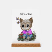 Niedliche Kitty Cat und Butterfly Acrylschild (Vorderseite)