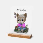 Niedliche Kitty Cat und Butterfly Acrylschild (Winkel)