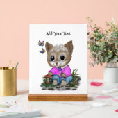 Niedliche Kitty Cat und Butterfly Acrylschild (Hochzeit)