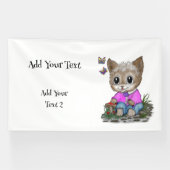 Niedliche Kitty Cat und Butterfly Banner (Horizontal)