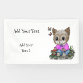 Niedliche Kitty Cat und Butterfly Banner (Horizontal)