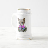 Niedliche Kitty Cat und Butterfly Bierglas (Vorderseite Links)
