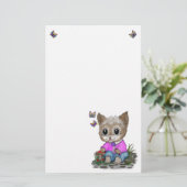 Niedliche Kitty Cat und Butterfly Briefpapier (Stehend Vorderseite)