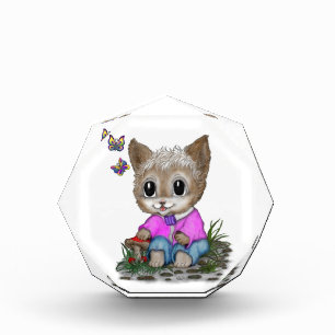 Niedliche Kitty Cat und Butterfly Fotoblock